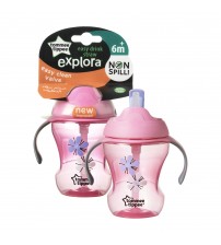Cana Easy Drink cu pai Explora, Tommee Tippee, 230ml,Floricele Roz